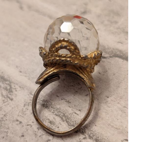Vintage 60s Rainbow Crystal Ball Ring Size 5.75 - Picture 2 of 10